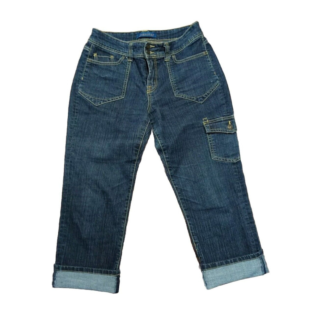 Jeanstar Size 8 Capri Medium Wash Blue Jeans Pants straight leg 32" W High Waist - Picture 3 of 16